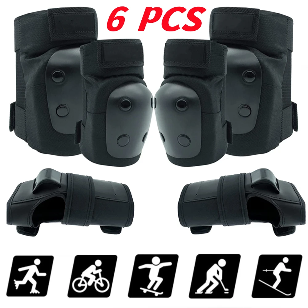 6Pcs/Set Roller Skating Protector Elbow Knee Pads Wrist Guard Kids Adults Riding Skateboard BMX Bicycle Sports Protective Gear