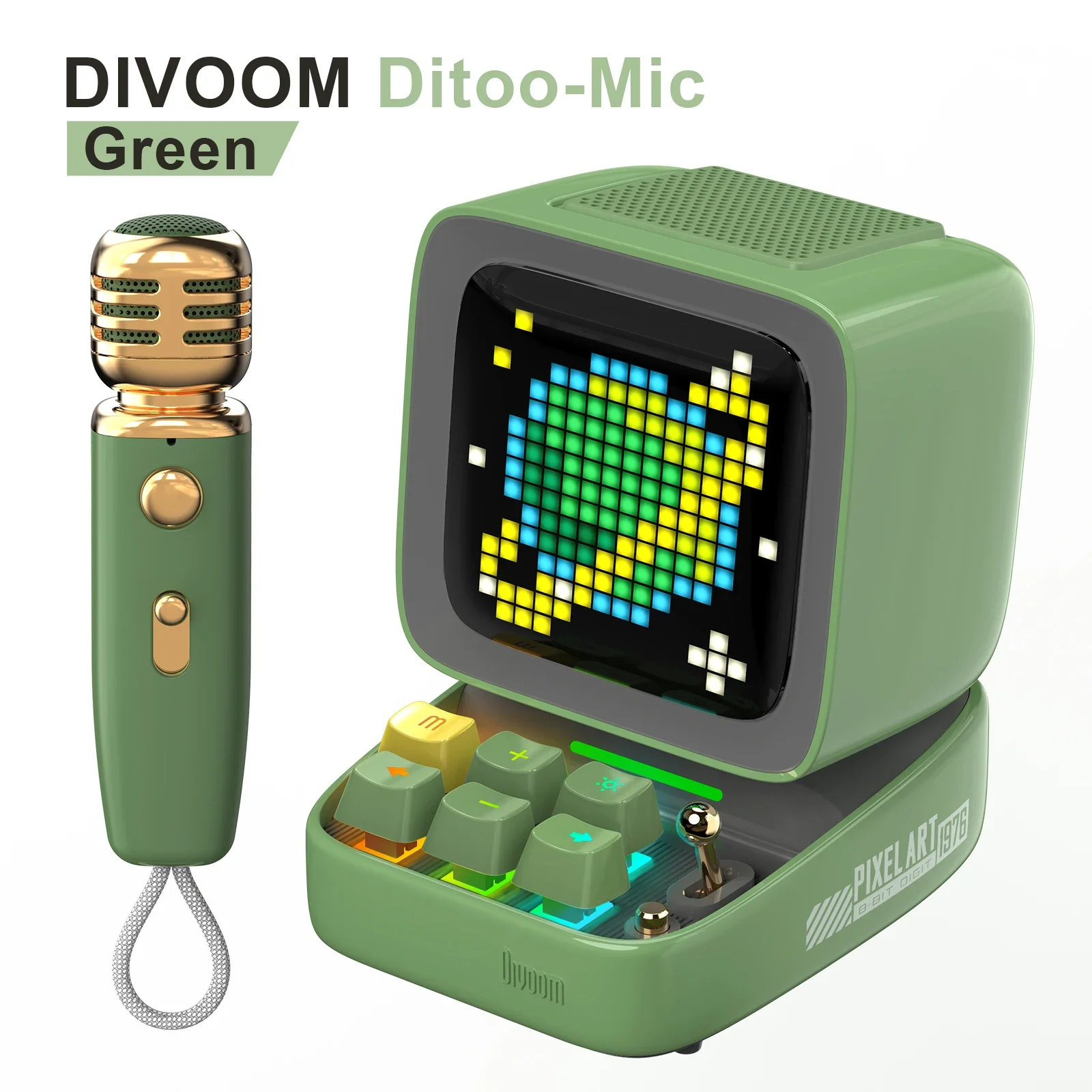 Divoom Ditoo Mic Pixel Art BT Speaker with Wireless Karaoke Microphone for PC BT 5.0 TF Card Retro Portable Mini Size DIY