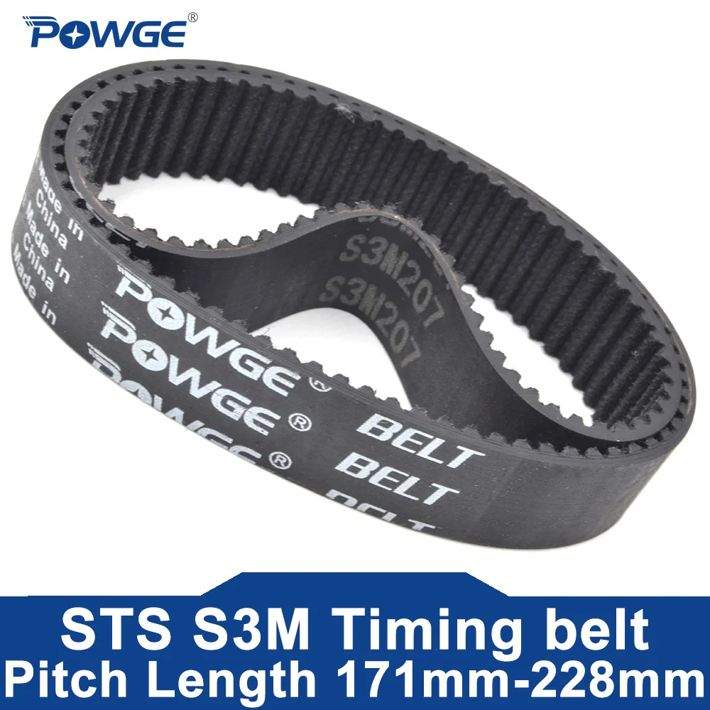 POWGE STD S3M Timing belt Lp=171 174 177 180 83 186 189 192 195 198 201 204 207 210 213 216 219 222 225 228 Width 6-25mm Rubber