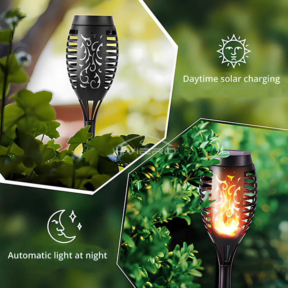 1/2/4/6/8/10/12X Luzes de tocha de chama solar 12LED cintilação à prova d'água decoração de jardim ao ar livre gramado caminho quintal pátio lâmpada de assoalho