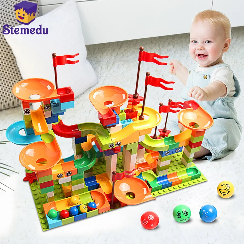 

Tracks Building Blocks Run Maze Ball Big Size DIY Funnel Slide Blocks Bricks Assembled Track Model Children'S Educational Toys