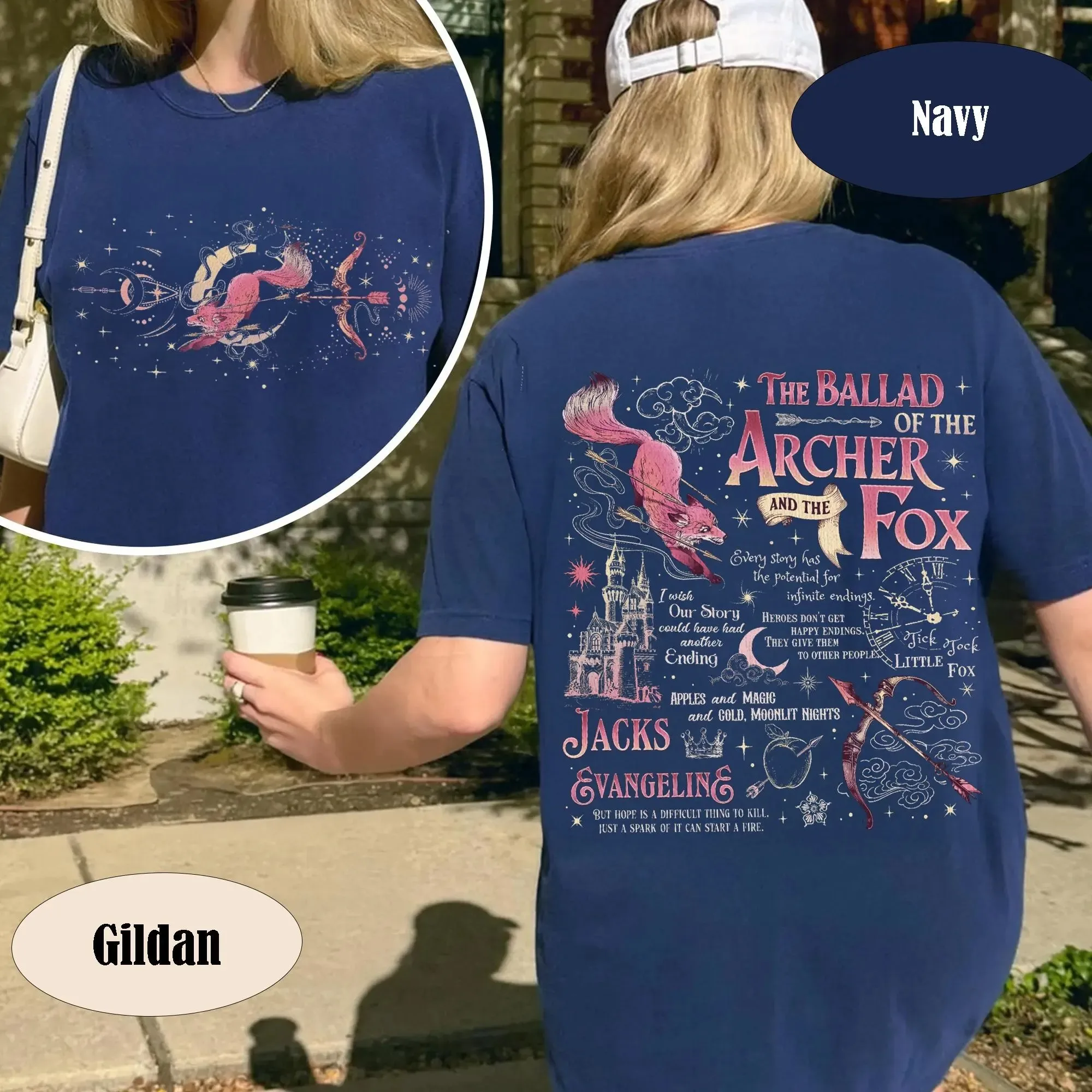 The Ballad Of The Archer And Fox T-shirt Jacks Evangeline Bookish Tee Vintage Fox Castle Graphic Casual Short Sleeve Tops