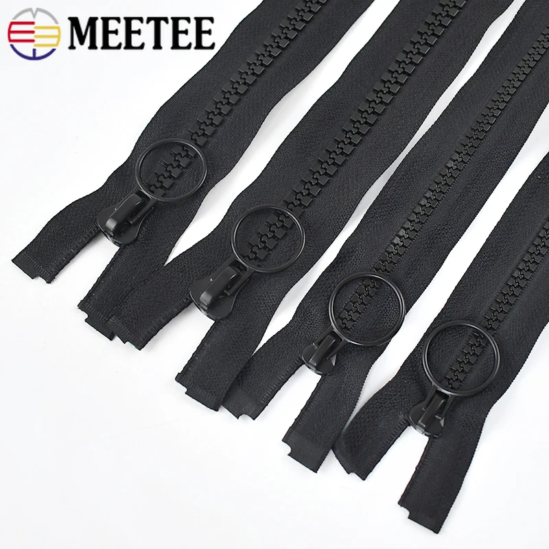 60-200cm 5# 8# 10# Resin Open-End Double Slider Zippers Down Jacket Plastic Zip DIY Garment Sew Zips Two-way Opening Tail Zipper