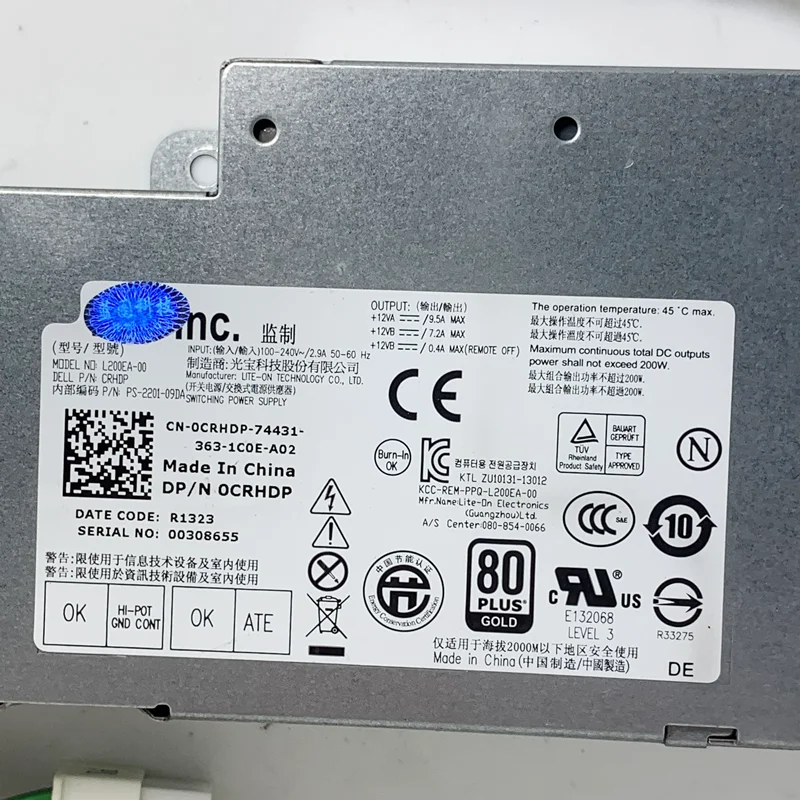 Imagem -05 - Cn-0crhdp 0crhdp Crhdp para Dell Optiplex 9010 9020 2330 Aio Psu 200w Fonte de Alimentação Ps2201-09da 100 Completo Testado ok L200ea00