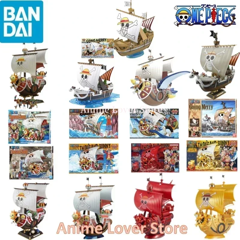 Bandai Original One Piece Grand Ship Thousand Sunny Going Merry Anime Action Figures Assembly Model Toys for Kids Gifts