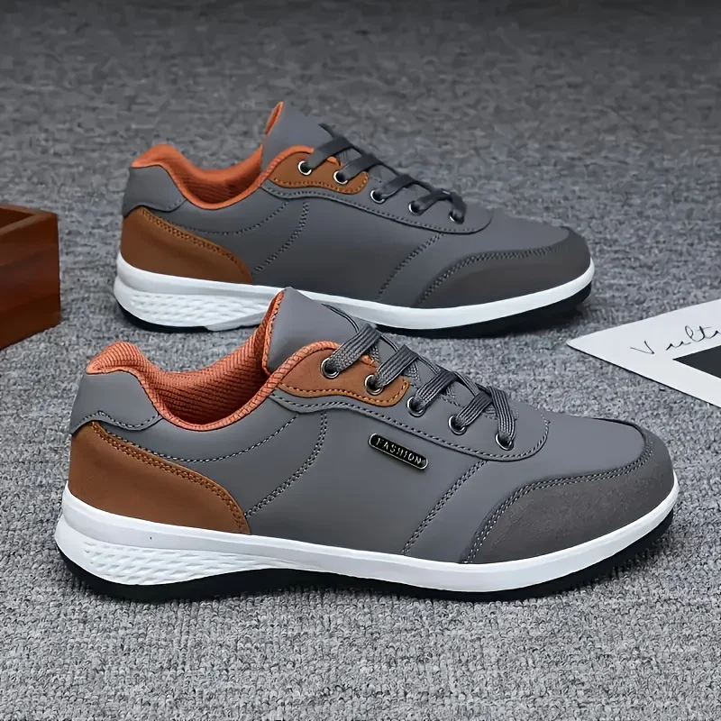 YRZL حذاء رجالي ربيع الخريف مقاوم للماء المشي أحذية رياضية الترفيه الذكور الجلود أحذية رياضية عدم الانزلاق أحذية التنس للرجال #4
