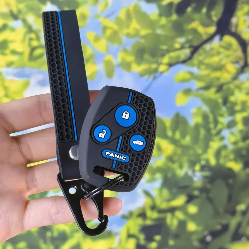 Non‑Slip Honeycomb Silicone Sleeve With Keychain for Honda Accord Civic CR‑V Pilot Insight Ridgeline Car Remote Fob Case