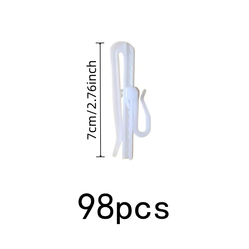Strong Load Support 7cm Flexible Window Hooks, 98 pcs, Home Window Decoration, No Drilling Required for Blinds Installation