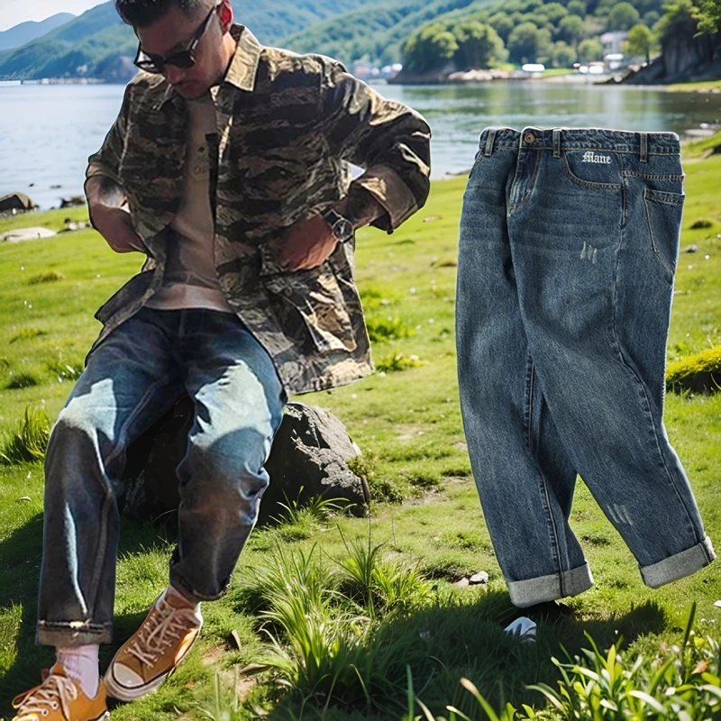 

Классические джинсы с посадкой, универсальные повседневные хлопковые джинсовые джинсы со средней талией на молнии, молодежная модная осенняя одежда для подростков и молодых взрослых