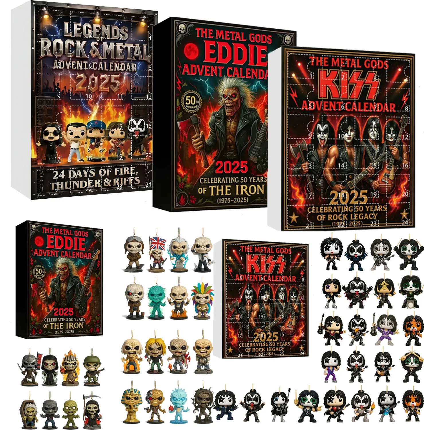 24 يوما إدي تقويم القدوم 2025 2D الاكريليك المعادن آلهة قبلة الفرقة معلقة عيد الميلاد الفرقة قلادة تقويم القدوم المشجعين هدية