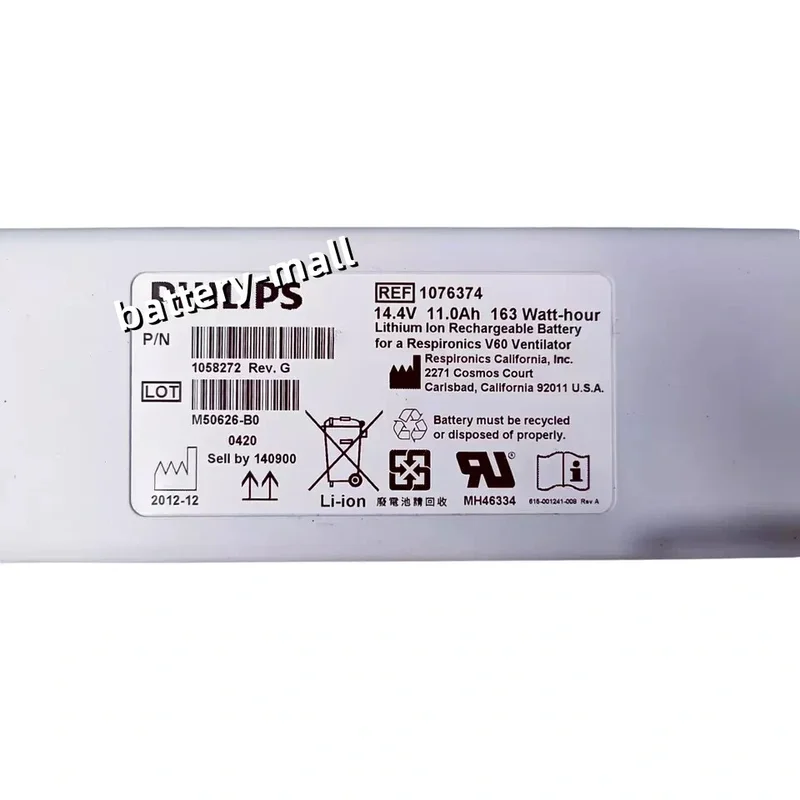REF 1076374 163WH Genuine battery Applicable Respironics V60 V60S Ventilator