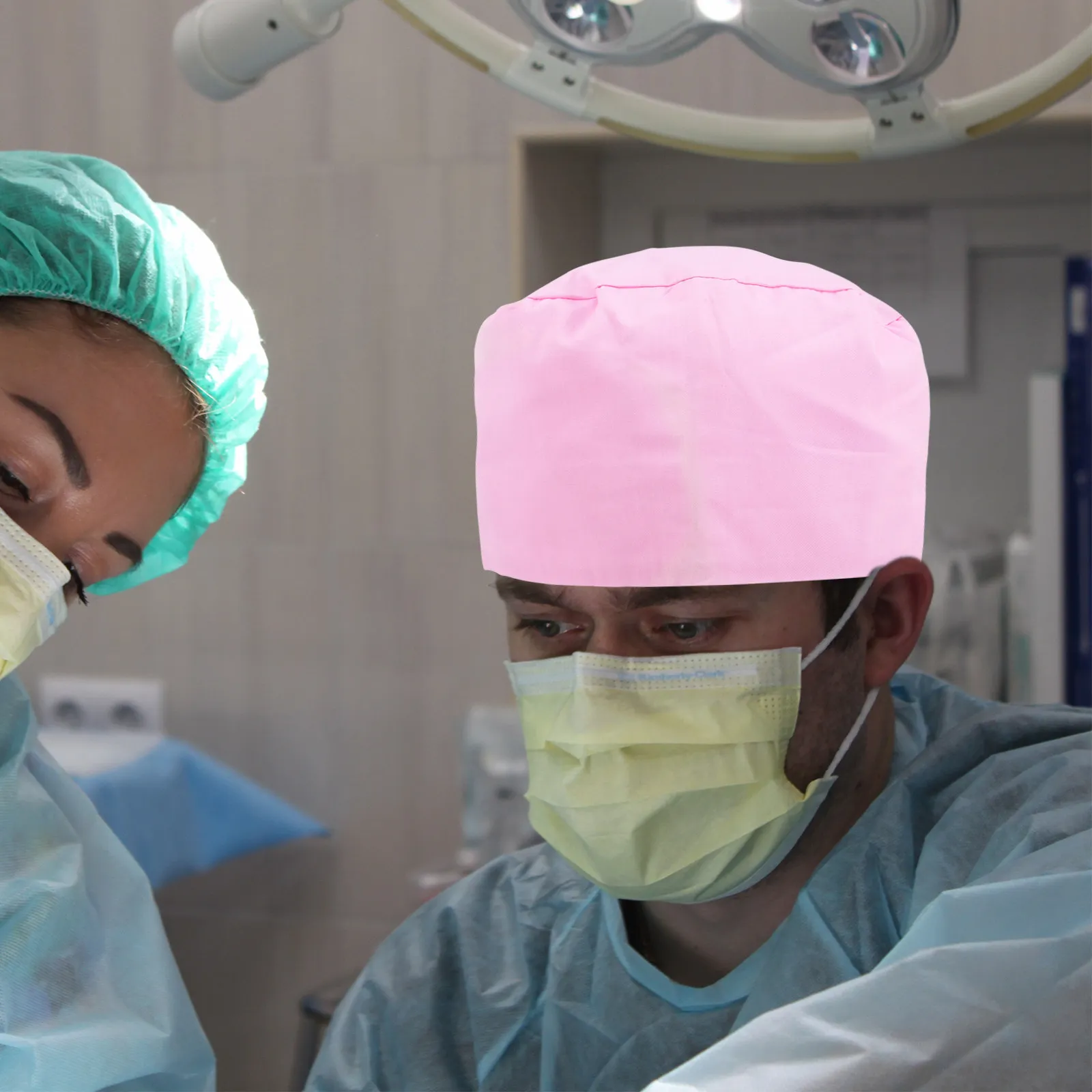 

Adjustable Scrub Cap Hair Cover Working Hat Sweatband Soft Breathable Cotton Scrub Caps Women Buttons Reduce Ear Pressure