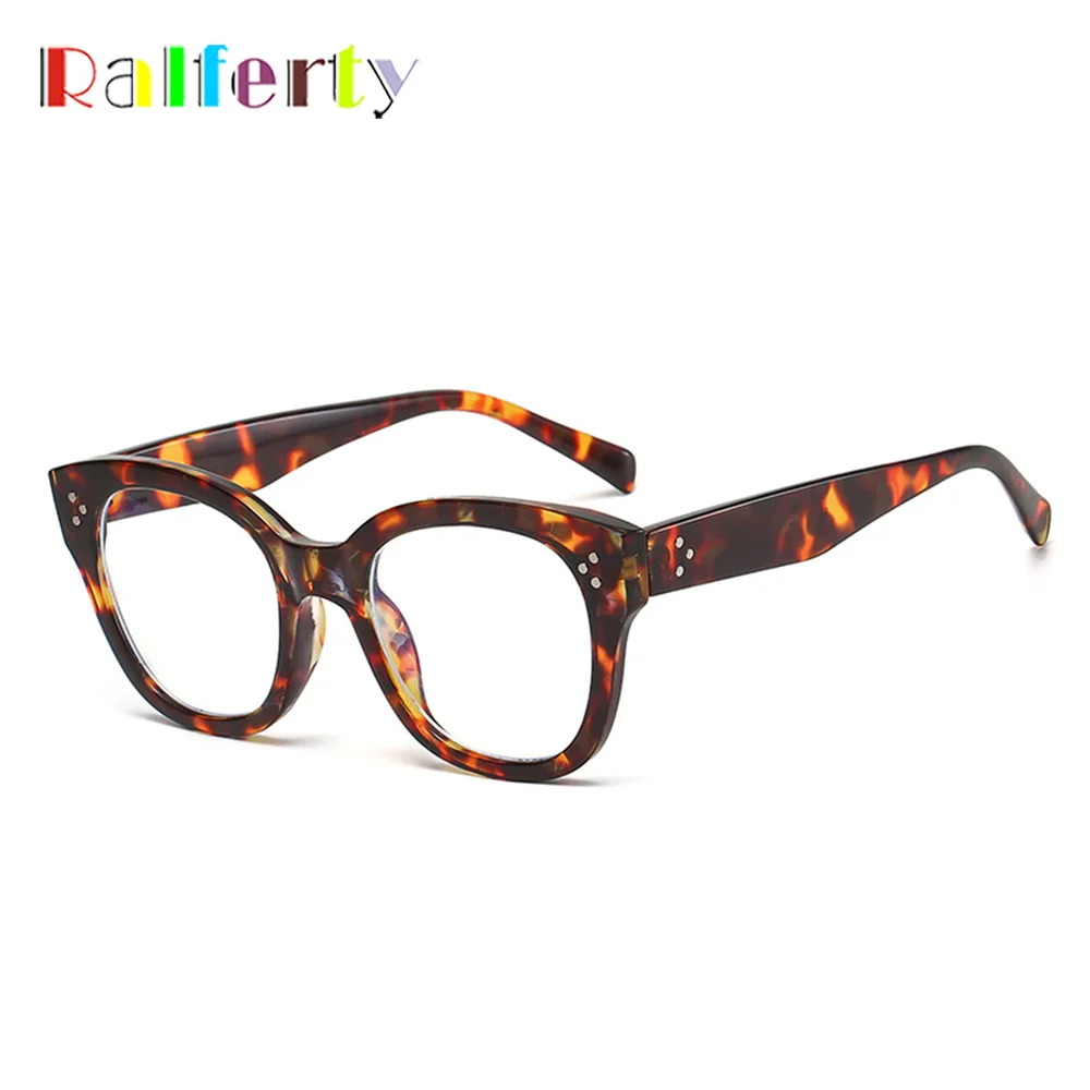 Ralferty Vintage Oversized Glasses Frame Women Men Anti Blue Light Coating Myopia Optic Prescription Eyeglass Frame 0 Diopter