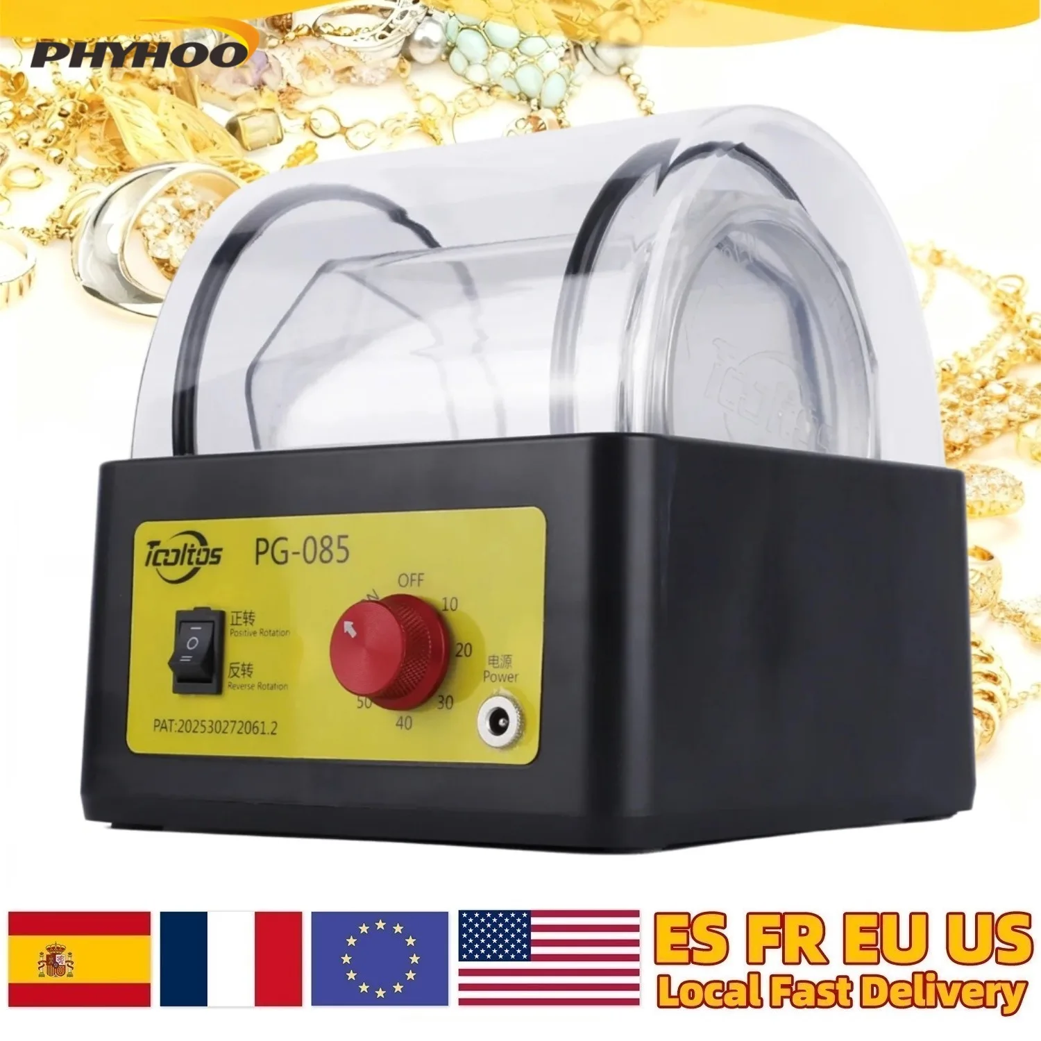 

0.85L Mini Tumbler Jewelry Rotary Polisher (PG-085): 100-268RPM Rotation Barrel Metal Jewellery Polishing Machine 110V/220V