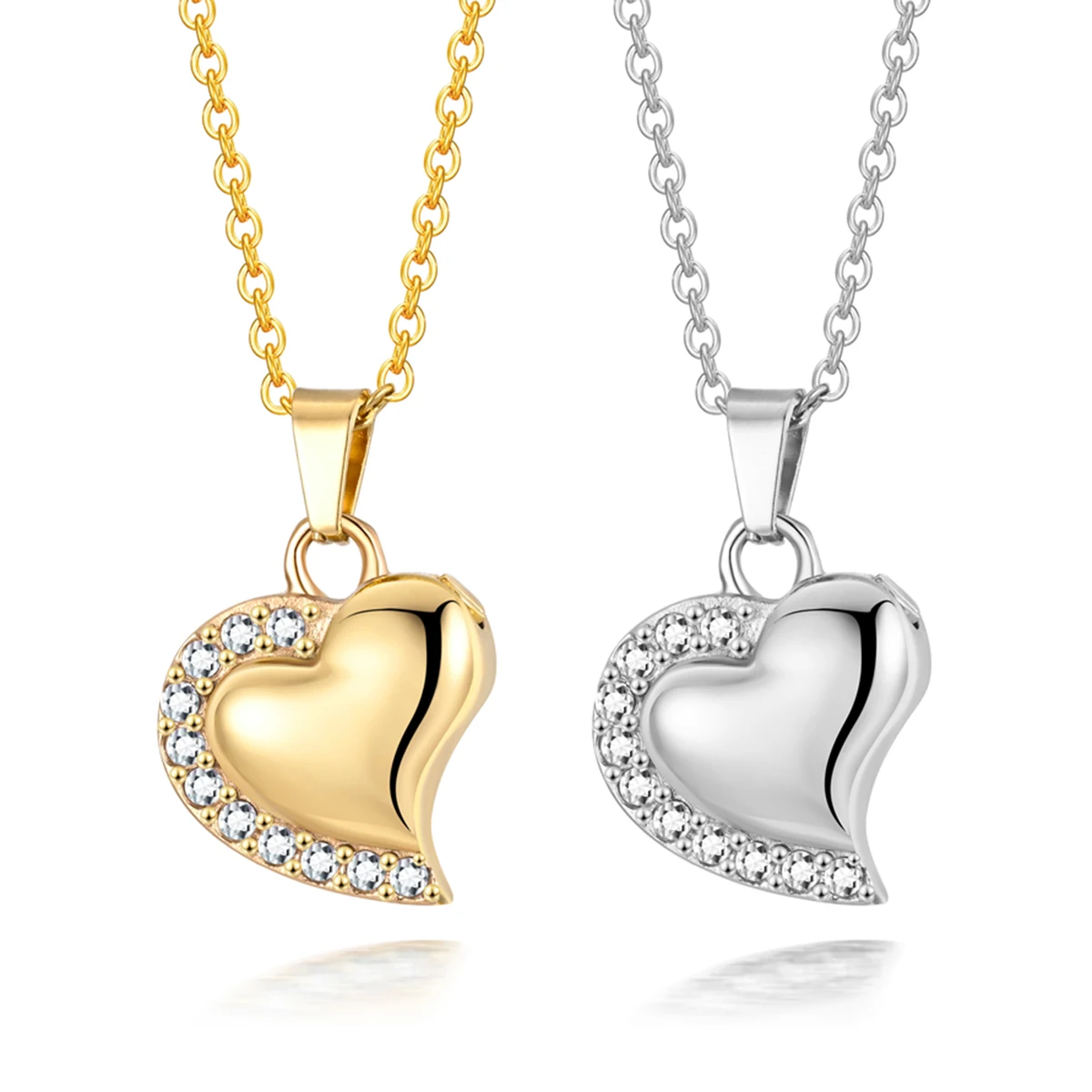 New Simply Crystal Heart Cremation Urn Necklace Funnel Fill Kit Keepsake Memorial Ashes Stainless Steel Pendant 2 Colors