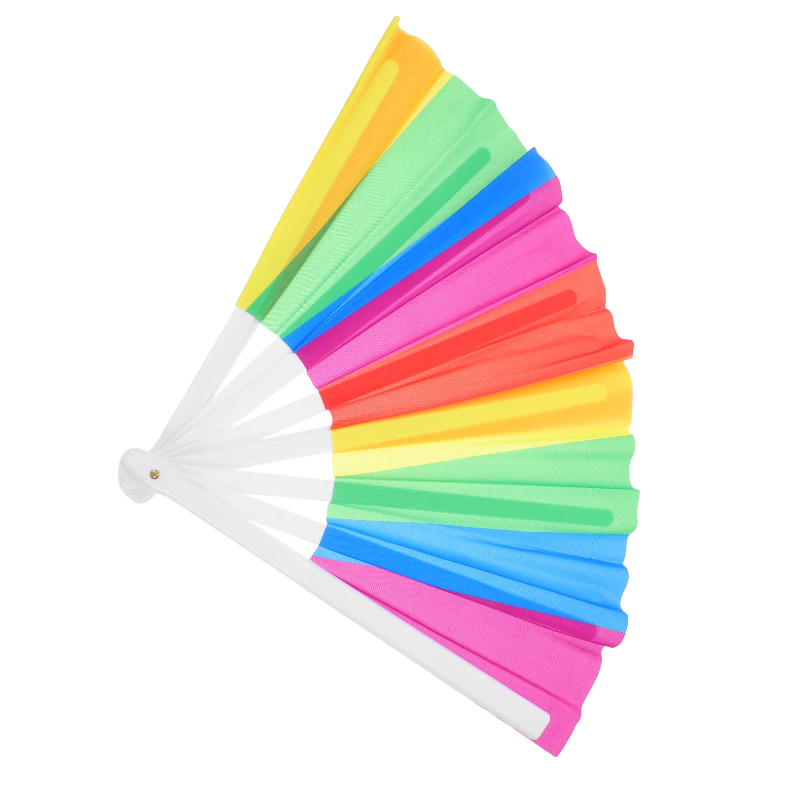

Rainbow Fan Foldable Handheld Chinese Dance Fabric Prop Wedding Style Cloth Fans Oxford Folding Dancing Portable Lightweight