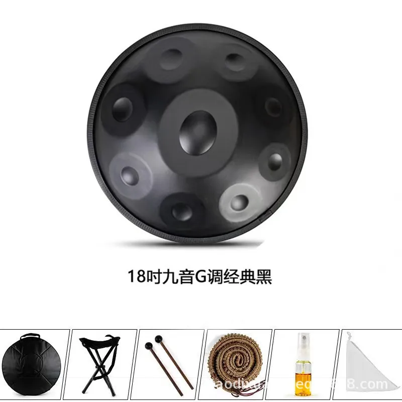 طبلة قرص يدوية مقاس 18 بوصة من Hooqu طبلة أثيري 440 هرتز طبلة لسان فولاذية أصلية طبل قرص يدوي مصنوعة يدويًا