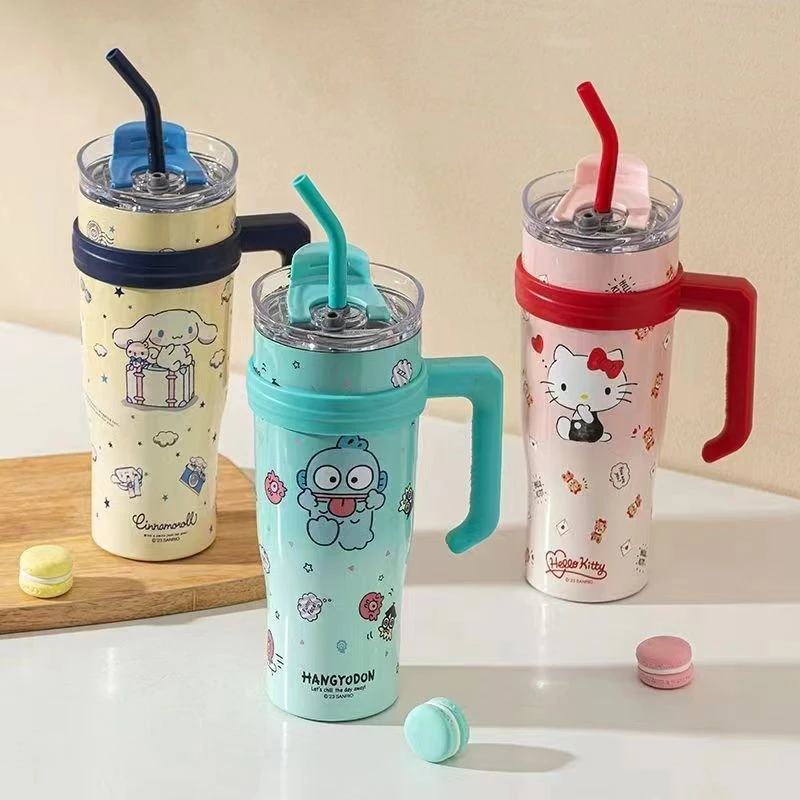 Sanrio Hello Kitty 1200ml Thermos Bottle Kuromi Insulation Cup My Melody Sippy Water Cups Big Mac Ice Cream Cups Birthday Gift