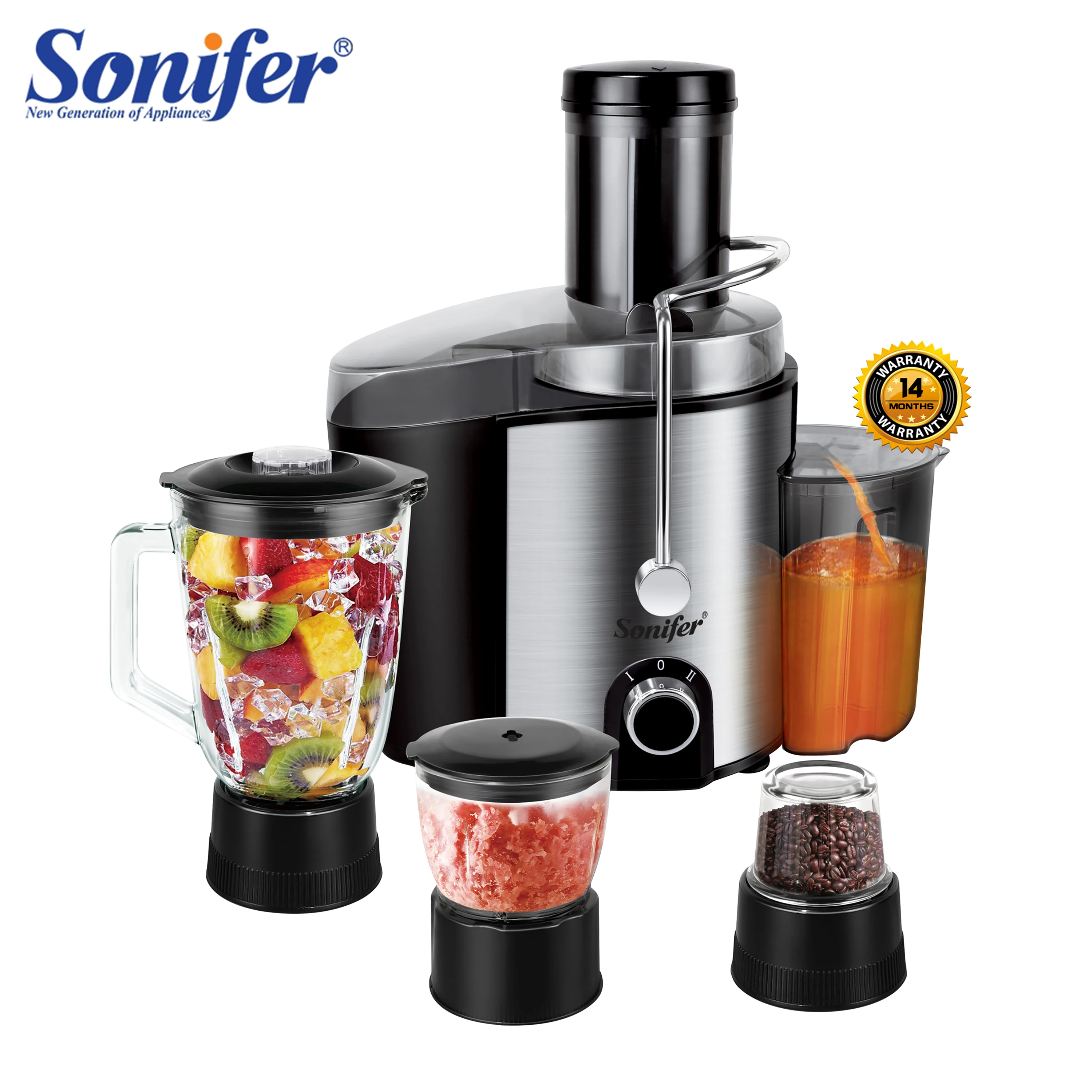 

5 In Electric Juicer Fruit Squeezer Extractors Multifunction Mixer Fruit Smoothie Blender 800W Centrifugal Juicer Sonifer