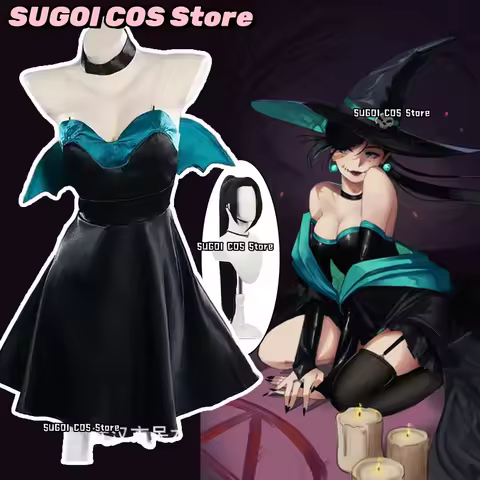 Halloween Sage Cosplay Game Valorant Costume Bandeau women's Dress+Witch Hat Set Anime Sage Role-playing 3XL Gothic Lolita Skirt