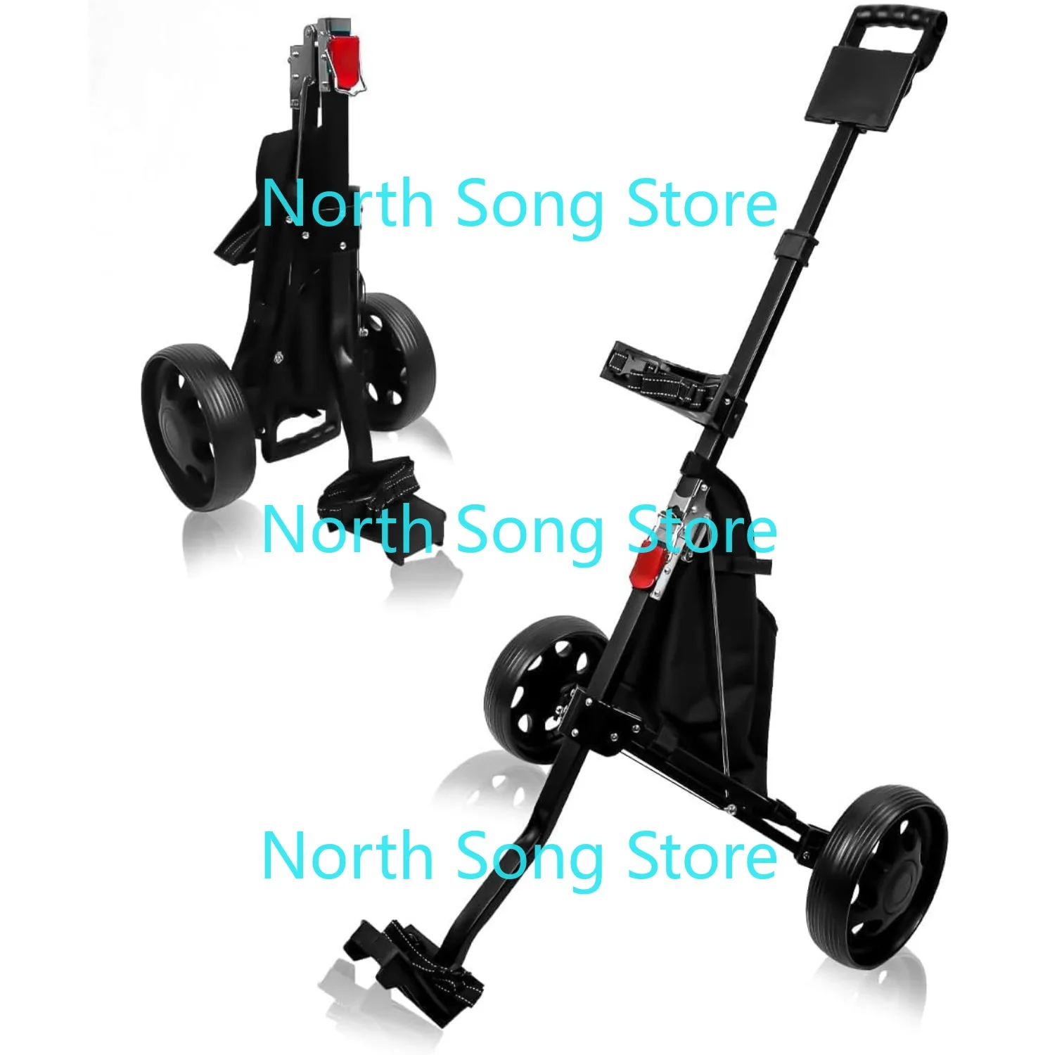 Golf Pull Cart - Lightweight Folding 2 Wheel Golf Cart with Compact Design, Ergonomic Handle, Maintenance-Free Wheels