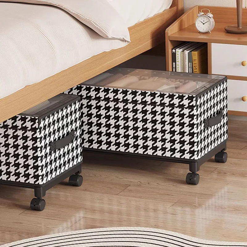 

Underbed Storage Box with Wheels Under The Bed Large Capacity Clothes Storage Box Height 30cm Save Space Clothes Organizer Box