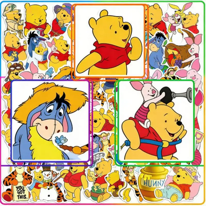 

50pcs Winnie The Pooh Cartoon Graffiti Stickers Waterproof Decals Stickers For Laptop Phone Thermos Ipad Diy Stickers Toys Gift