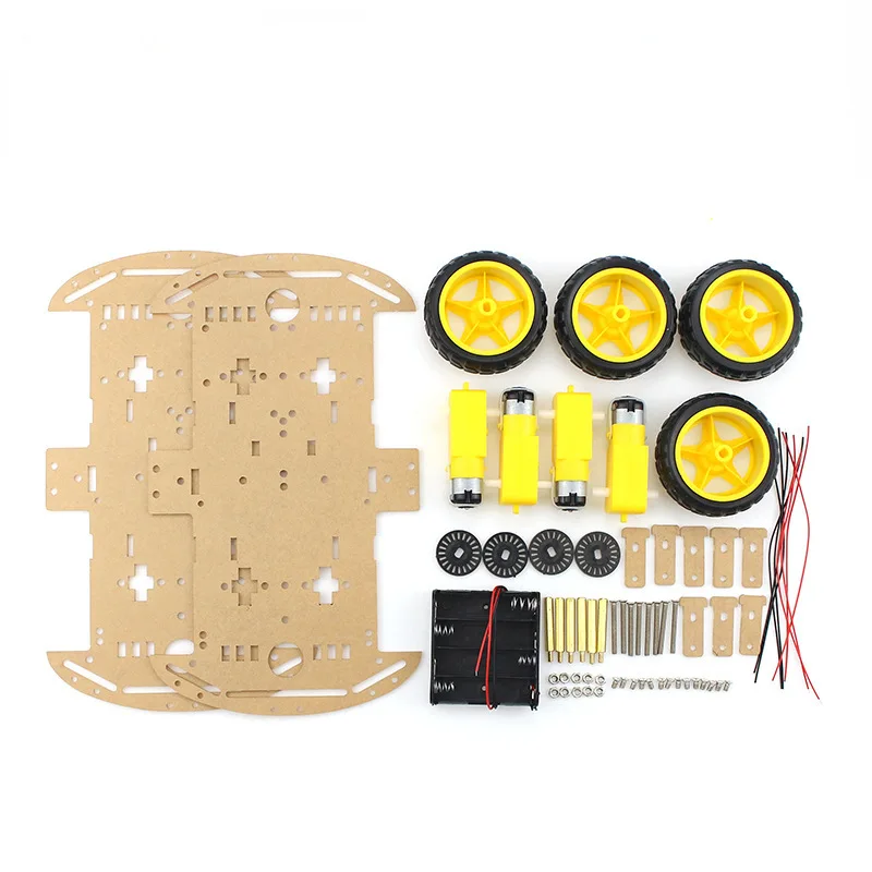 4WD Smart Robot Car Chassis Plate Double Iayer Kit With Speed Encoder And Battery Box For Arduino DIY RC Remote Control Robotics