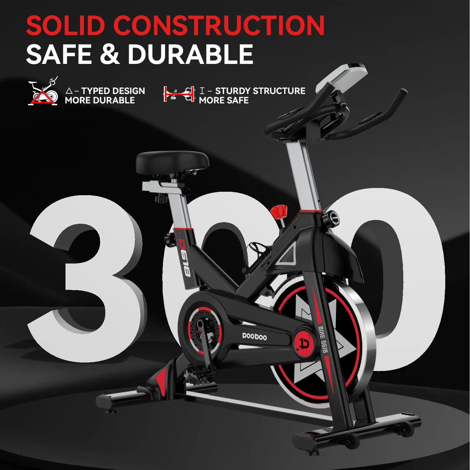 Exercise Bike, Stationary Bike for Home Gym, Magnetic Resistance Indoor Cycling Bike w/Comfortable Seat Cushion & Tablet