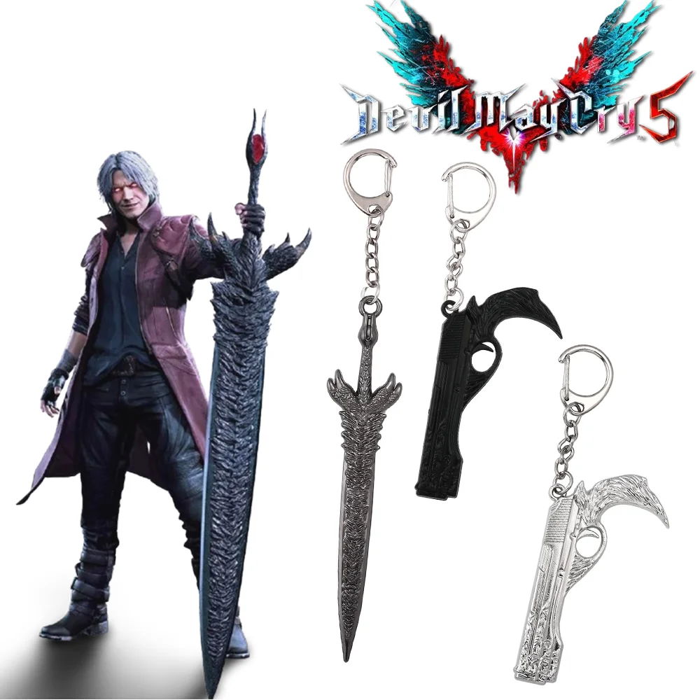 Game DMC 5 May Cry Keychain Dante Sword Rebellion Awakening Keyring Cosplay Fans Gifts Props Men Women Backpack Jewelry