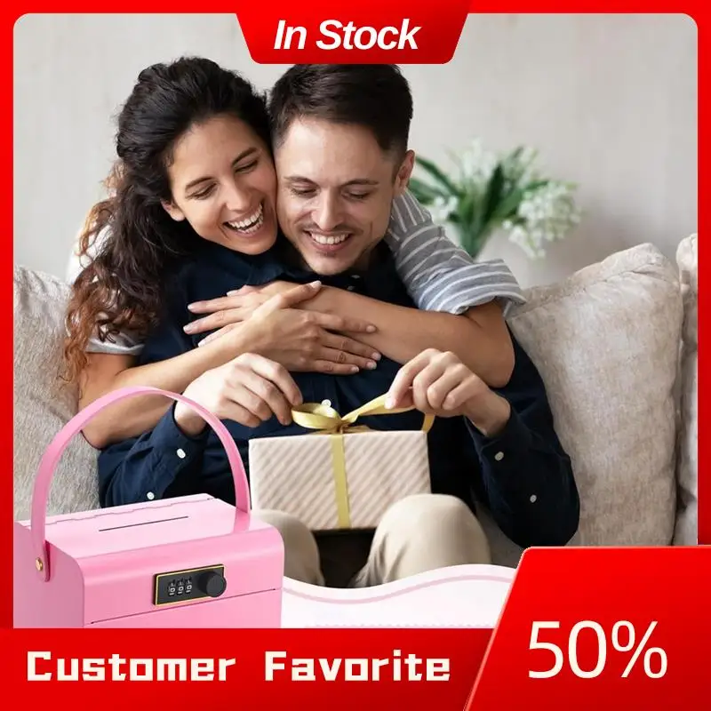 AT03 Top Piggy Bank For Kids 5-12 Years Old,Portable Kids Safe Bank With Code,Small Cash Box With Combination Lock