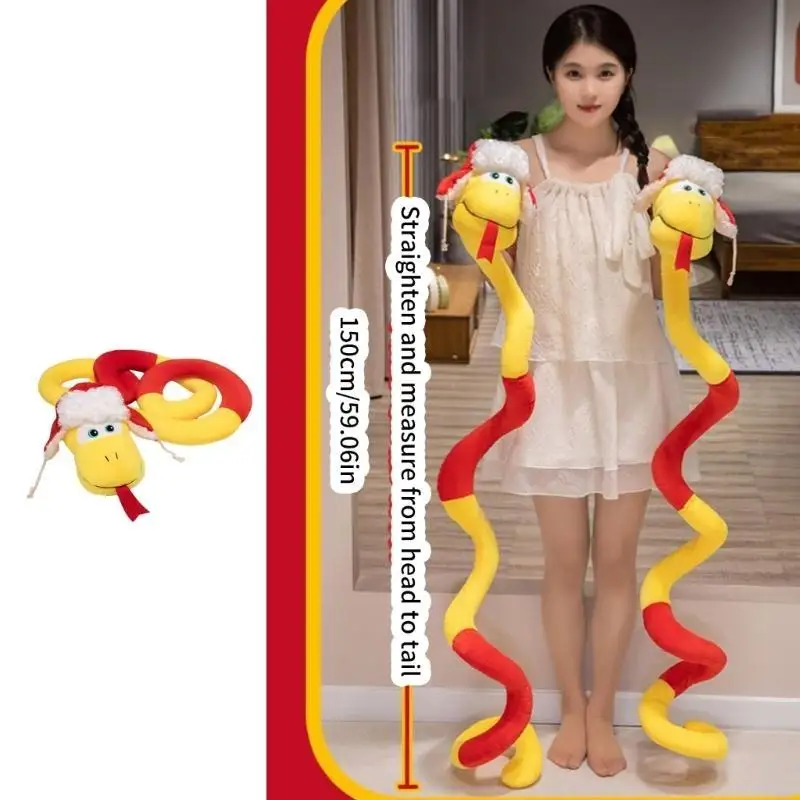 M89C Super Long Studed Snake Toy Plush Green Cartoon Doll Doll للعام الصيني الجديد 2025 مهرجان الربيع