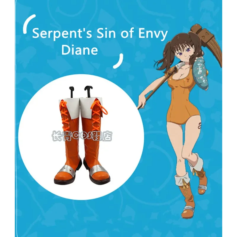 

JP Anime Nanatsu No Taizai Seven Deadly Sins Serpent's Sin of Envy Diane Cosplay Costume Shoes Handmade Faux Leather Boots