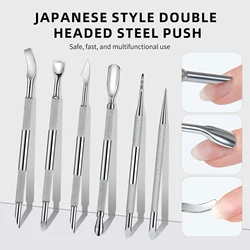 Double-ended Circle Beveled Head Cuticle Pusher Remover Stainless Steel Nails Files Manicure Sticks Tool Nail Art Tool High-End