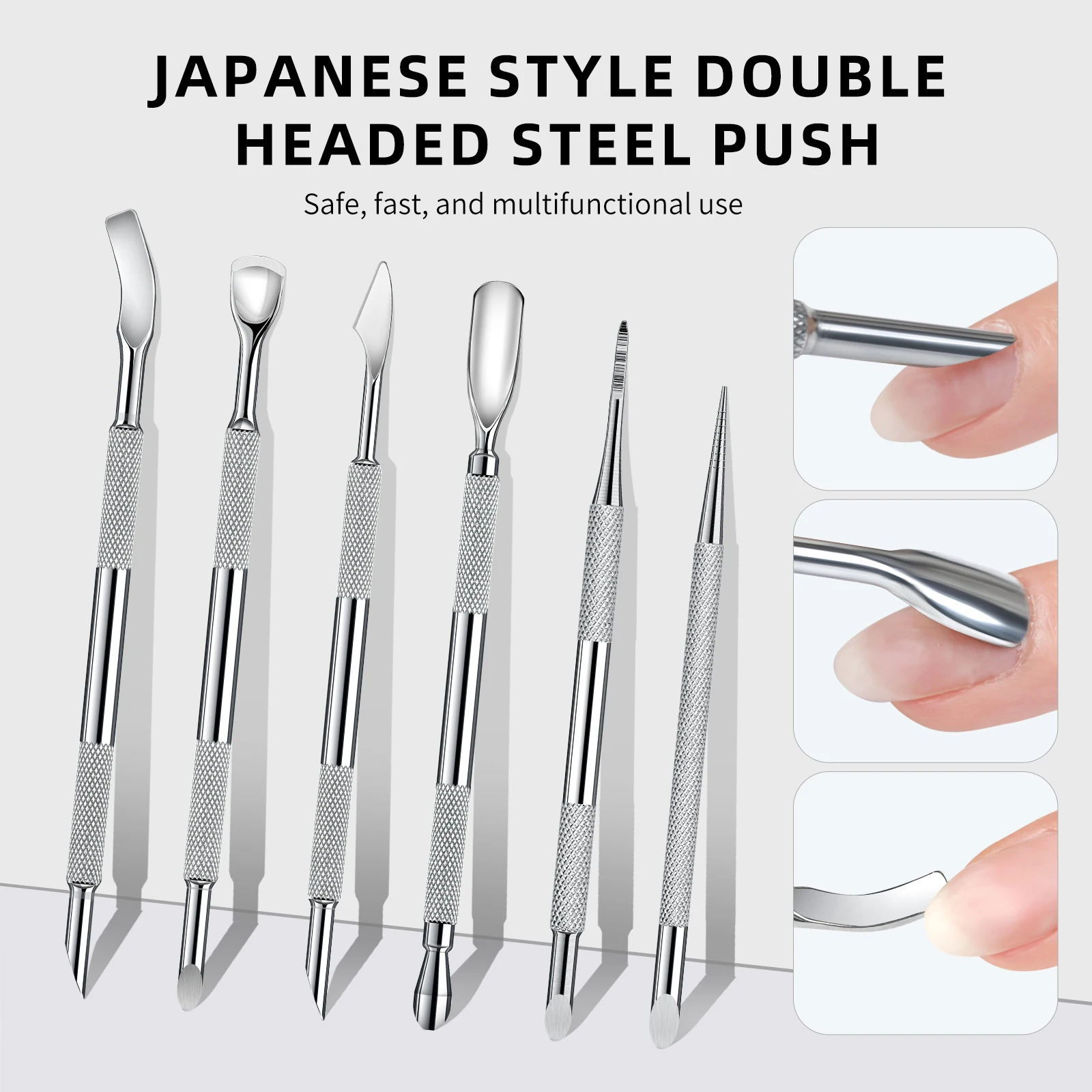 Dwustronny okrągły łbem ściętym odpychacz do skórek Remover pilniki do paznokci ze stali nierdzewnej Manicure Sticks narzędzie narzędzie do zdobienia paznokci High-End