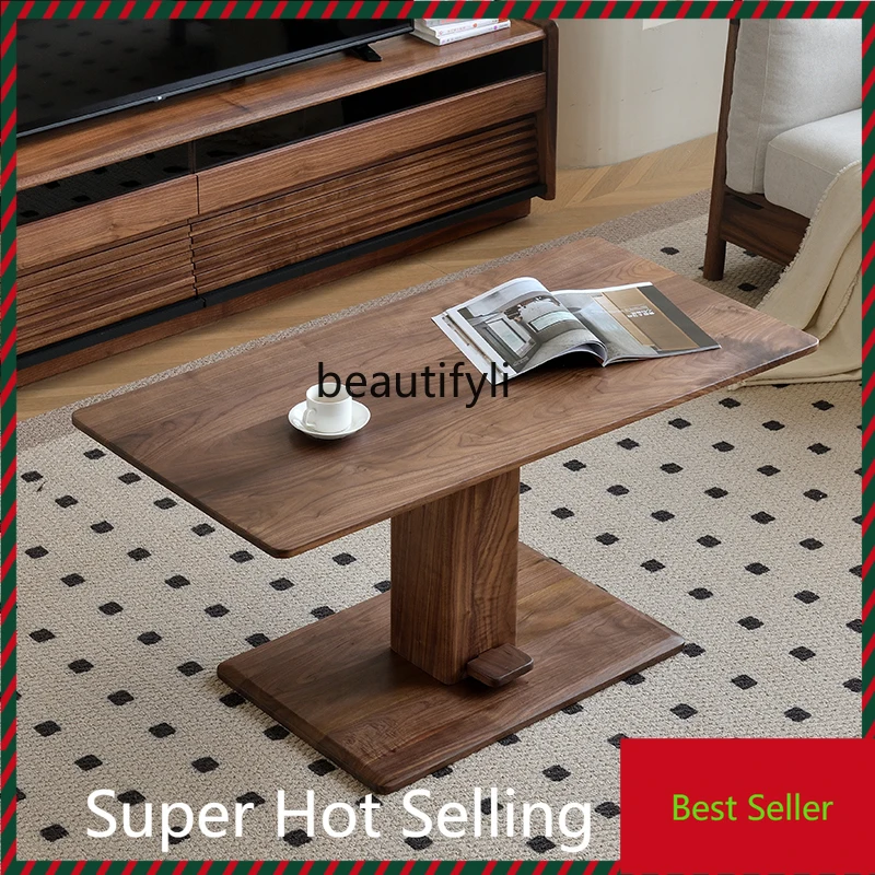 

G1218 Coffee Table Black Walnut Adjustable Dining Table Home Desk Living Room Tea Table Dual-Use Multifunctional