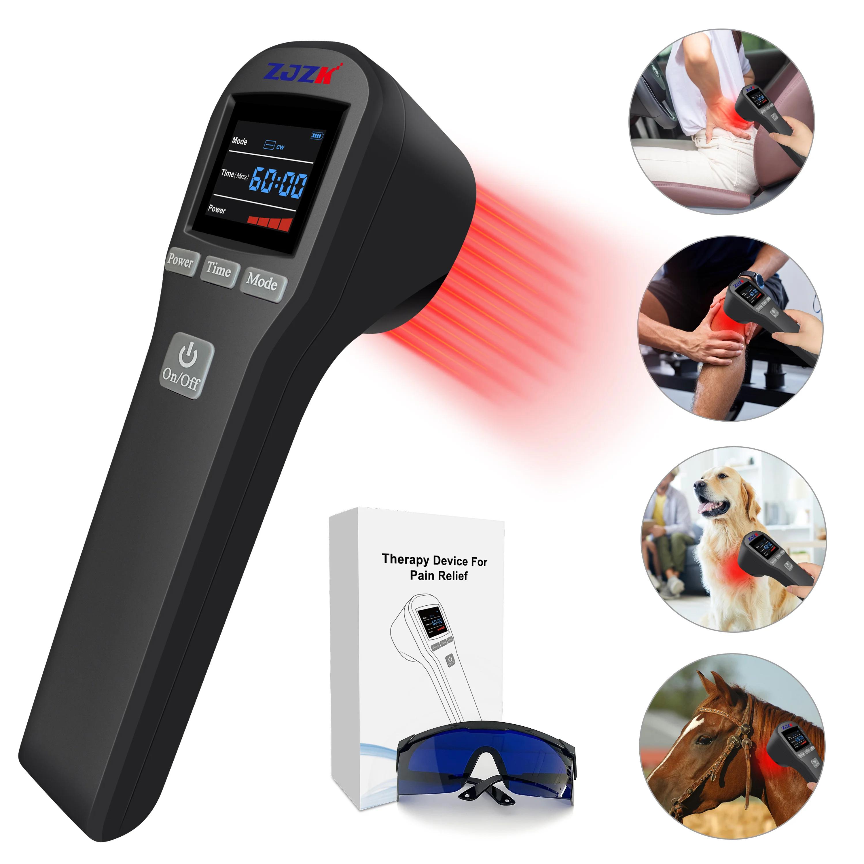 ZJZK Laser Therapy Handheld Laser Lights Dogs Can Turn On Themselves 650nm 808nm Laser Therapy Machine For Horses Ulcers