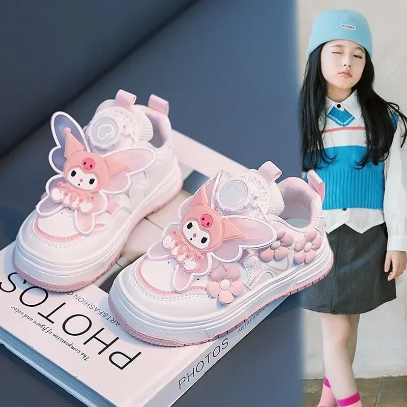 

Популярные модные кроссовки Sanrio для девочек Kuromi Kawaii, студенческие упражнения, нескользящая осенне-зимняя детская повседневная обувь с героями мультфильмов, новый стиль