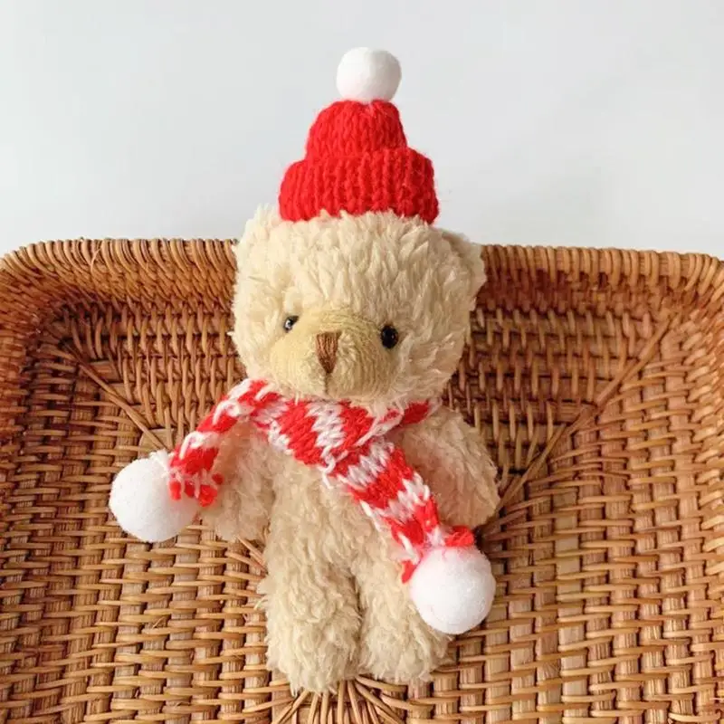 45be Gấu sang trọng đáng yêu với chiếc mũ Giáng sinh Khăn nhồi động vật mềm Plushie Bear Bead búp bê đồ chơi cho trẻ Quà tặng
