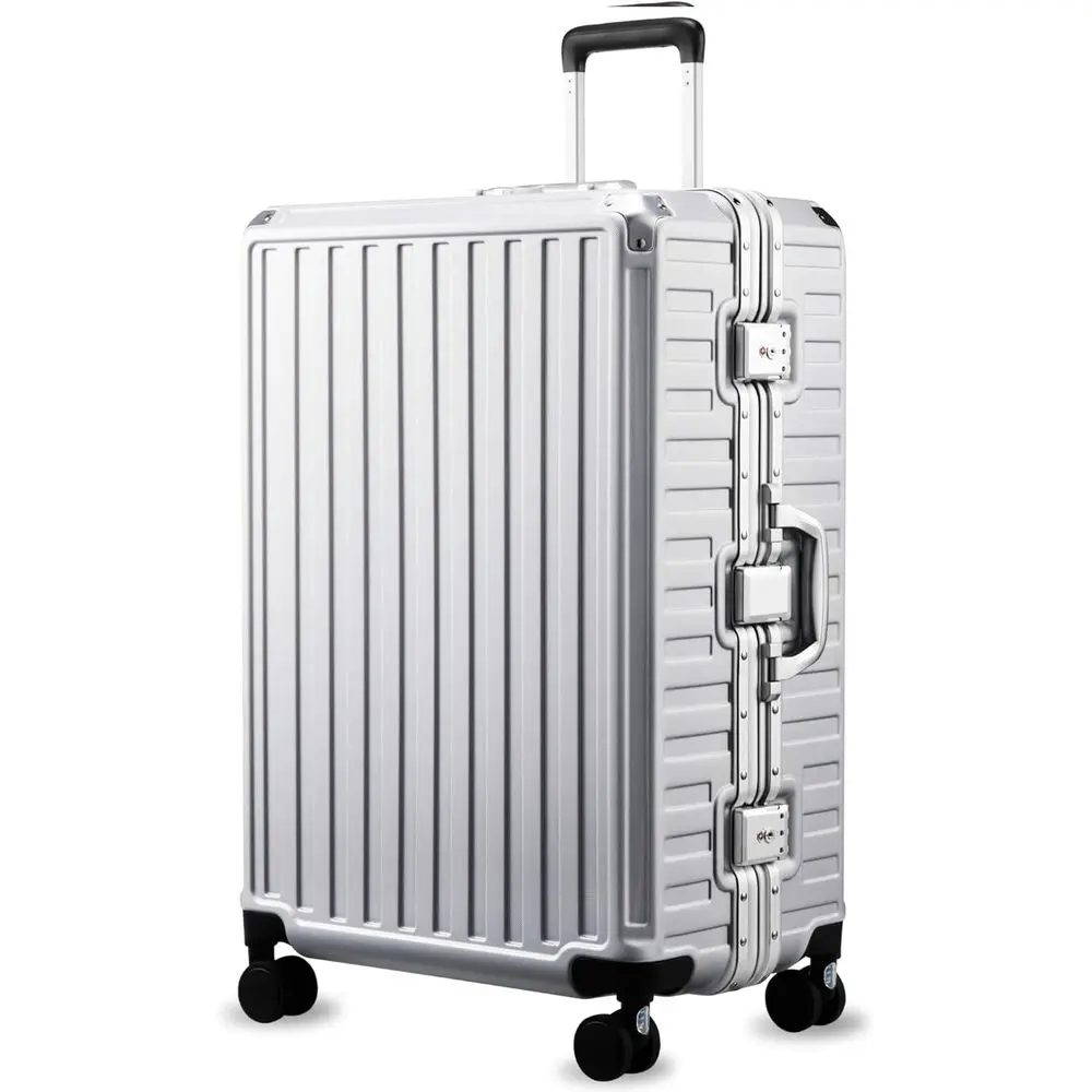 

Spinner Wheels Hard Shell Suitcase, 28 Inch, Silver