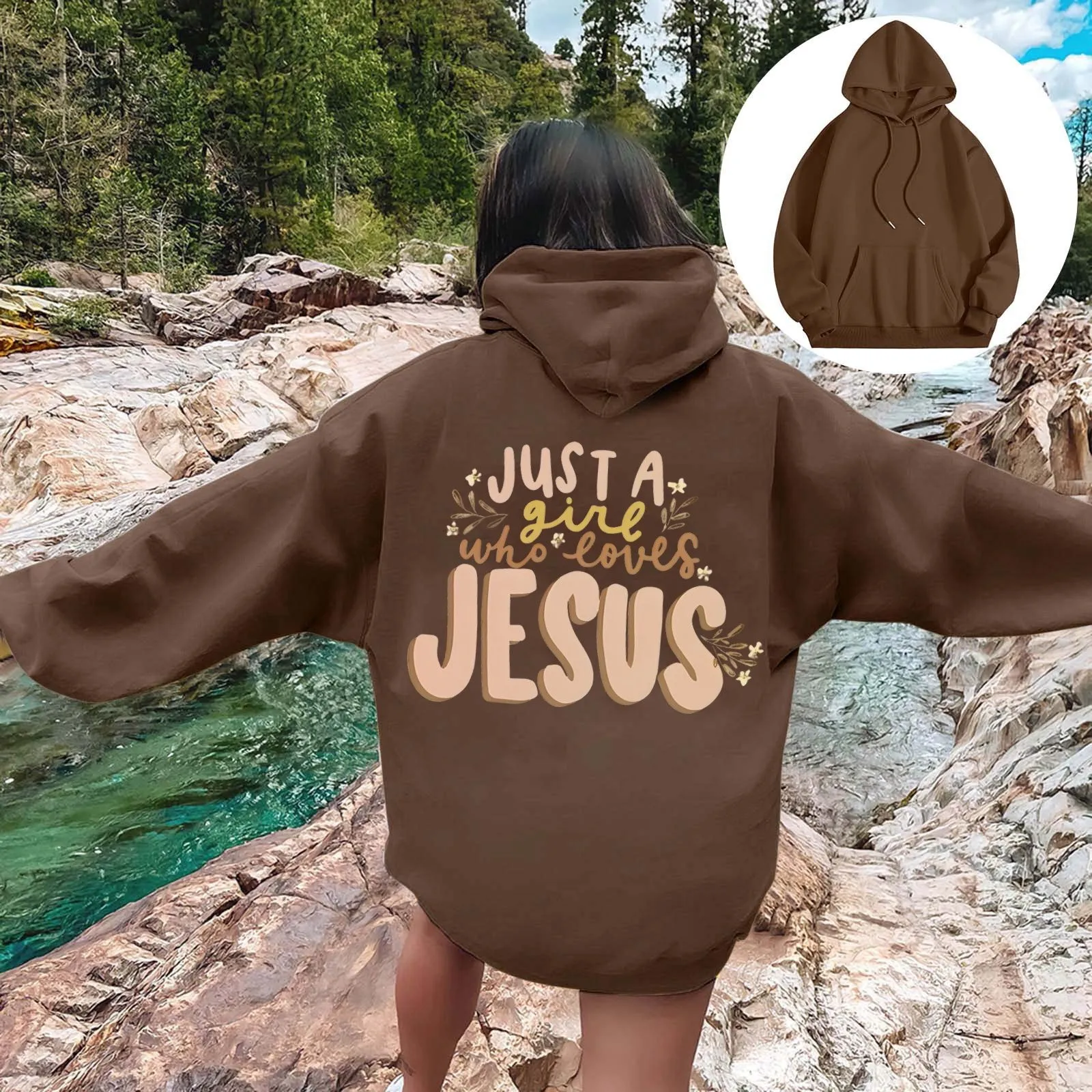 

Women's JESUS Hoodie Pullover Sweatshirt Stylish Letter Print With Thick Long Sleeves Tops 2024 Autumn Winter Hoodies Sportwear