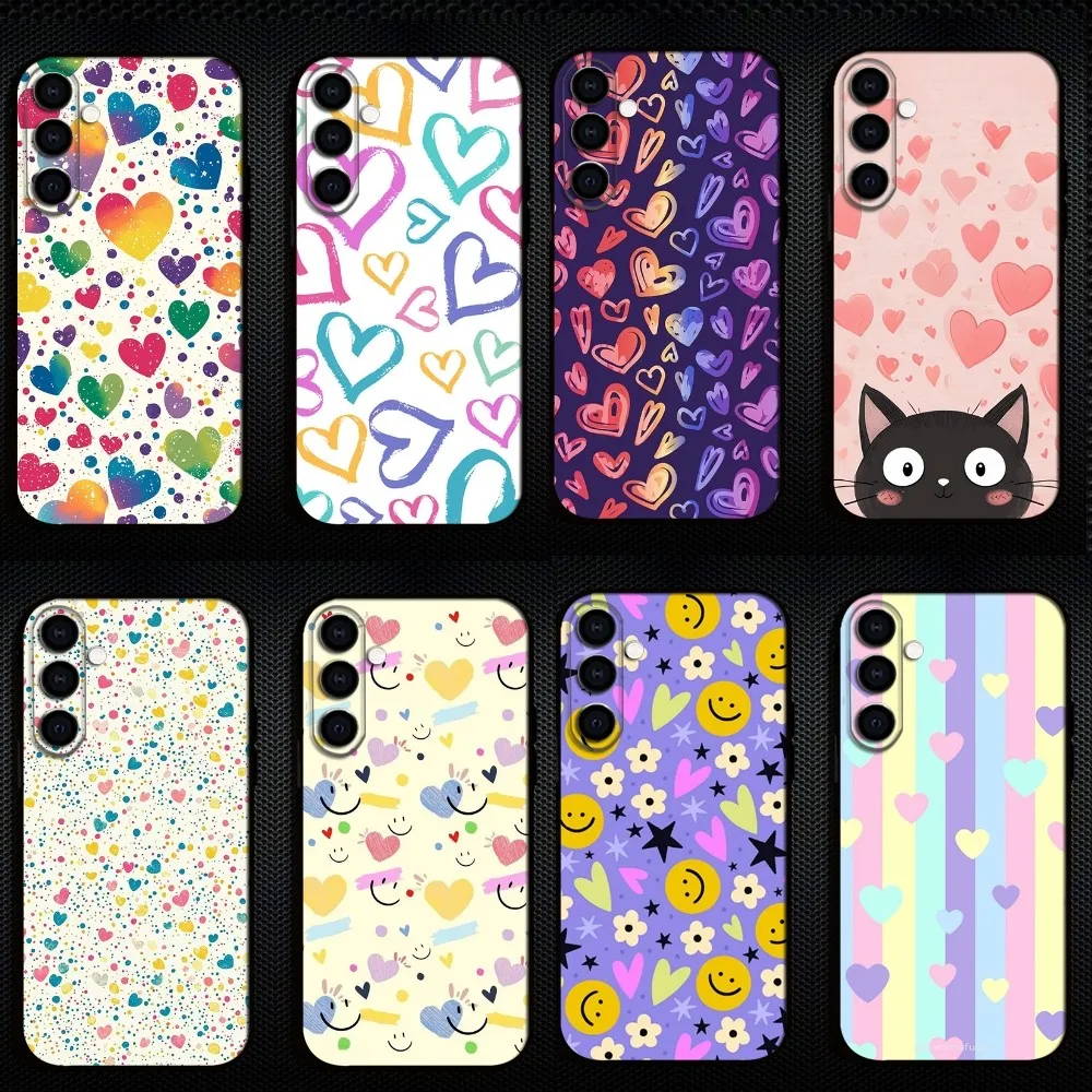 

Heart Aesthetic Pattern Phone Case For Samsung Galaxy A73/A72/A71/A70/A53/A52/A51/Others Soft Black Shell