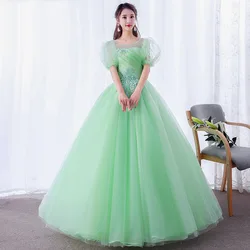 DSP A Line Puff Sleeves Quinceanera Dress for Girl 15 Years Old Birthday Party Dresses Elegant Tulle Beading Prom Dress 2024