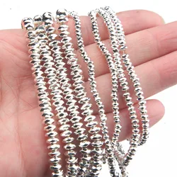 Hematite Beads Plated Silver Faceted Flat Bead Spacer Bead DIY for Jewelry Making Bracelets Necklace Supplies Findings 3/4/6mm