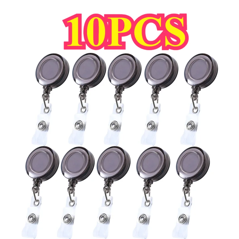2D 10pcs Transparent Retractable Badge Holder • Suitable for Nurses' ID Badge Scroll • With Belt Clip • Doctor's ID Chain Clip view 2