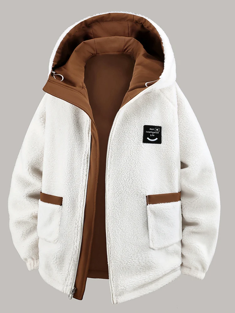 

Мужская зимняя куртка из утолщенного двустороннего флиса с овечьим ворсом, очень большого размера, теплая, хлопковая, 300 г/м²