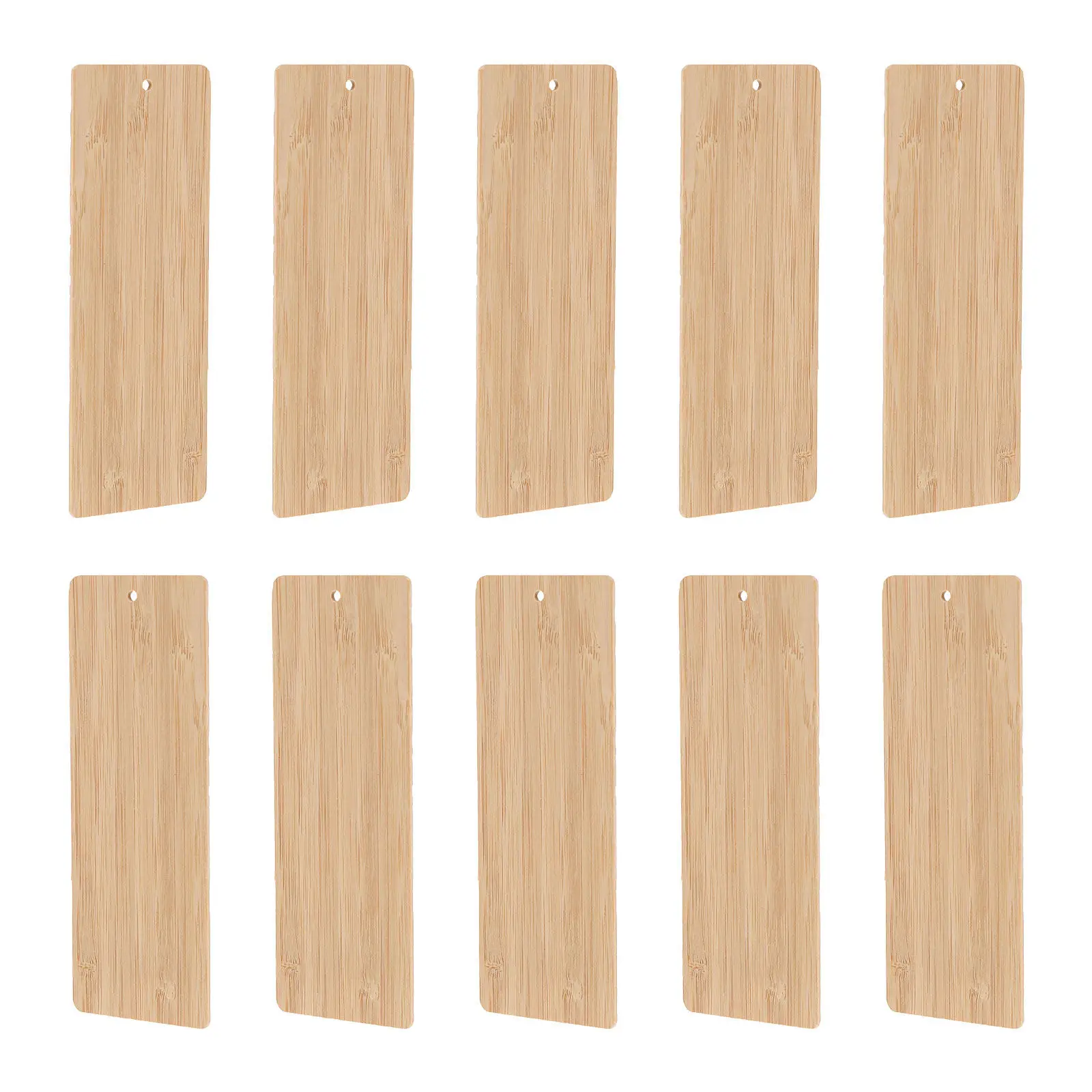 10Pcs Blank Bamboo Bookmark DIY Unfinished Hanging Tag for Keychain Wine Bottle Wall Tree Ornament Classroom Board Craft Project