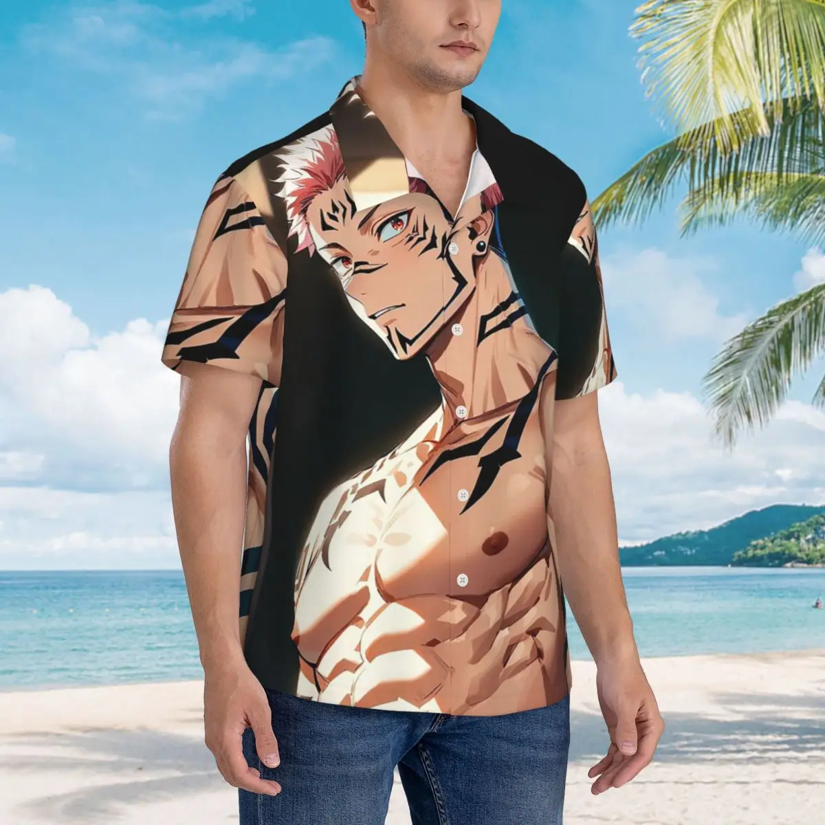 

Sukuna Ryomen - Jujutsu Kaisen Hawaiian Shirts Casual Men Short Sleeve Shirt for Summer Beach Men's Button Tops