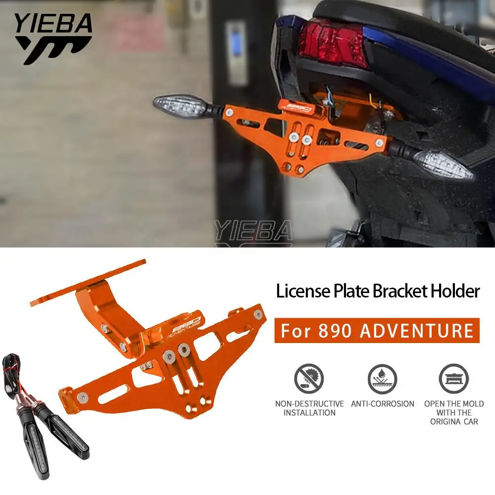 

Motorcycle Accessories Adjustable Angle License Number Plate Frame Holder Bracket FOR 890ADVENTURE 890 ADV All Years