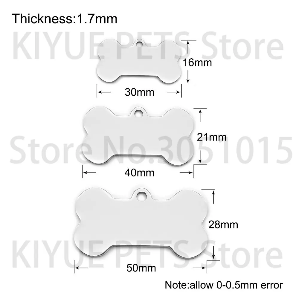 Wholesale 100pcs Bone Pet ID Tag Blank Engraved Stainless Steel Pet Supplies Cat Collar Accessory DIY Name Pendant Personalized